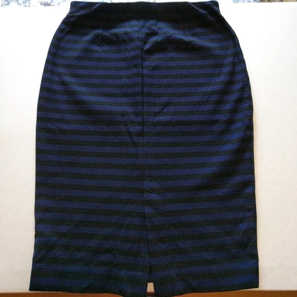 Uniqlo Medium Black & Blue Striped Pencil Skirt - Picture 3 of 6